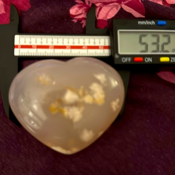 Puffy Large Flower Agate Heart - Picture 3 of 4